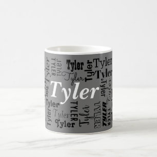 Taza De Café Nombre personalizado repetido muchas veces en negr