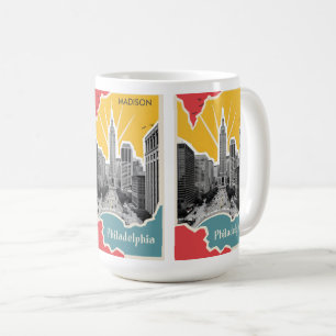 Taza De Café Nombre personalizado Retro Filadelfia