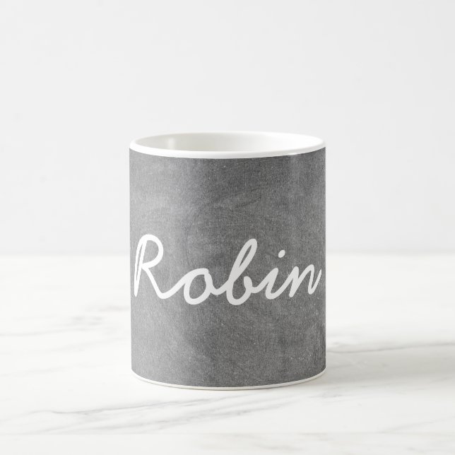 Taza De Café Nombre personalizado Robin Chalkboard Typography (Centro)
