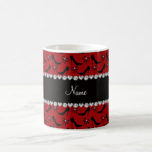 Taza De Café Nombre personalizado rojo alto tacón negro arco d