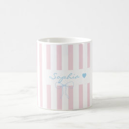 Taza De Café Nombre personalizado rosa agua de rosas rayado