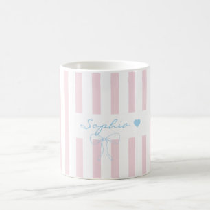 Taza De Café Nombre personalizado rosa agua de rosas rayado