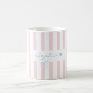 Taza De Café Nombre personalizado rosa agua de rosas rayado