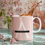 Taza De Café Nombre personalizado rosa pastel minimalista<br><div class="desc">Nombre personalizado rosa pastel minimalista</div>