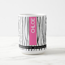 Taza De Café Nombre personalizado rosa y negro moderno