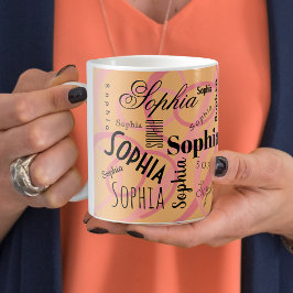 Taza De Café Nombre personalizado rosado de rosa Sophia Mug