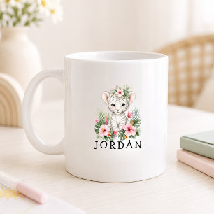 Taza De Café Nombre personalizado safari jungla tigre bebé