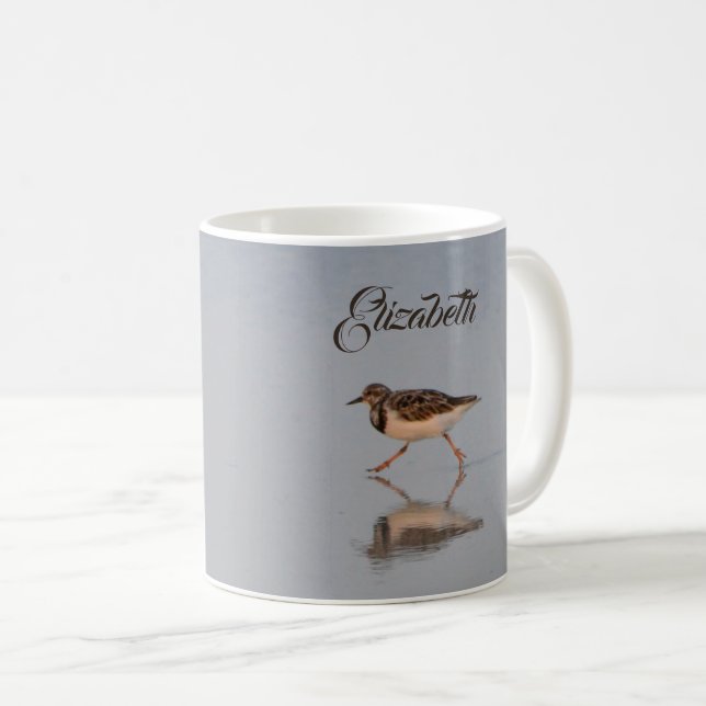 Taza De Café Nombre personalizado Sandpiper Beach Bird Naturale (Anverso derecho)