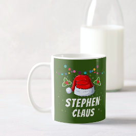 Taza De Café Nombre personalizado Santa Hat Navidades Holiday