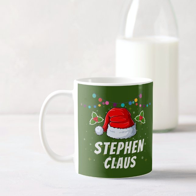 Taza De Café Nombre personalizado Santa Hat Navidades Holiday (Subido por el creador)