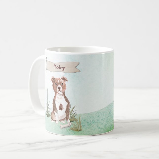 Taza De Café Nombre personalizado Staffordshire Bull Terrier Ma (Anverso izquierdo)