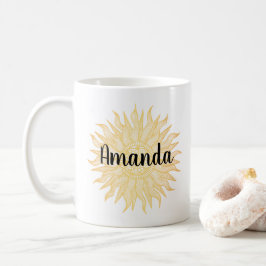 Taza De Café Nombre personalizado Sun Mandala Mug