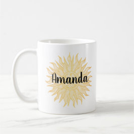 Taza De Café Nombre personalizado Sun Mandala Mug