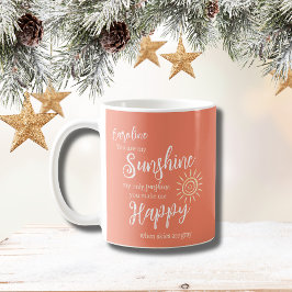 Taza De Café Nombre personalizado Sunshine Me hace feliz Naranj