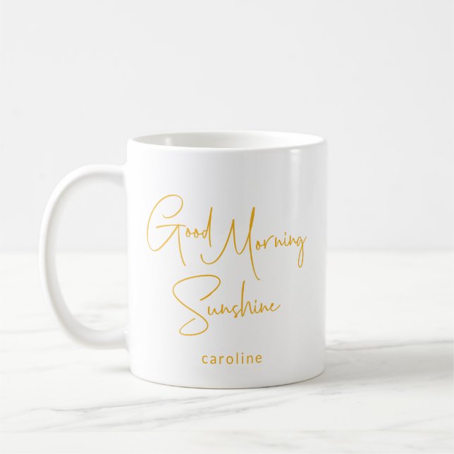 Taza De Café Nombre personalizado Sunshine Morning Cute Moderno (Izquierda)