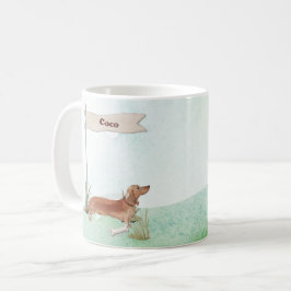 Taza De Café Nombre personalizado Tan Dachshund Perro Mascota