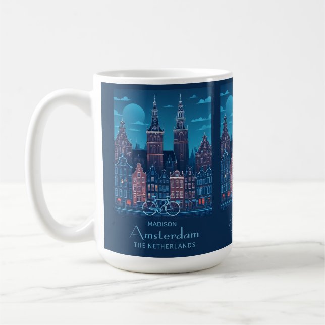 Taza De Café Nombre personalizado / Texto Ámsterdam (Izquierda)