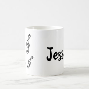 Taza De Café Nombre personalizado Treble Clefs Musical Notes Mu