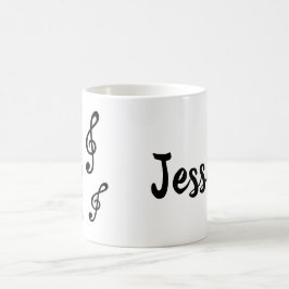 Taza De Café Nombre personalizado Treble Clefs Notas musicales