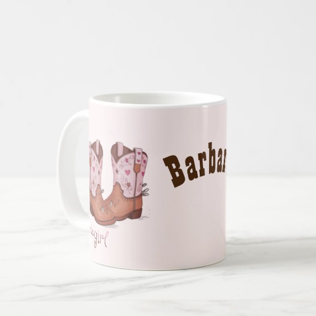 Taza De Café Nombre personalizado Trendy Cute Cow Girl Boots Pi (Anverso izquierdo)