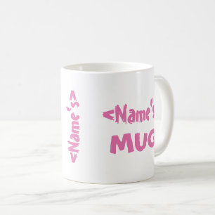 Taza De Café Nombre personalizado Trío de peluca rosa blanca
