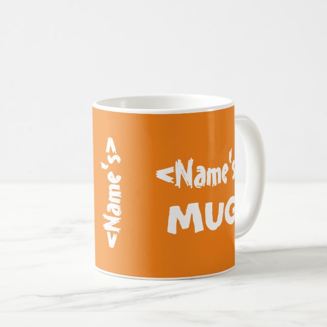 Taza De Café Nombre personalizado Trío Naranja Blanco Mug (Anverso derecho)