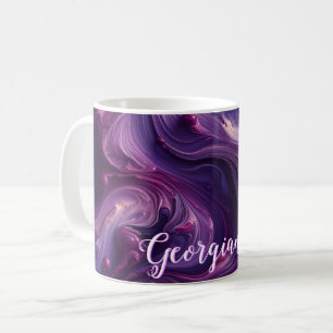 Taza De Café Nombre personalizado Vibrante Purple Paint Efecto