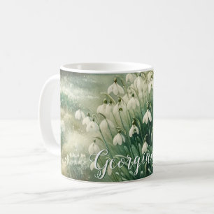 Taza De Café Nombre personalizado Vintage Watercolor Floral Sno