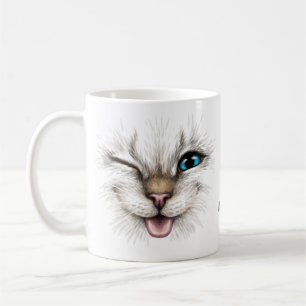 Taza De Café Nombre personalizado Winking Cat