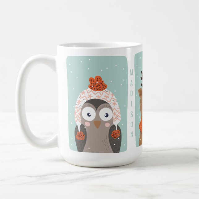 Taza De Café Nombre personalizado Winter Animals mug 2/2 (Izquierda)