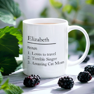 Taza De Café Nombre Personalizado y Definición de Sustantivo Si