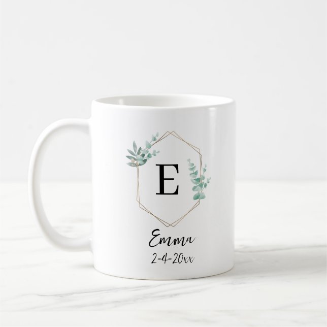 Taza De Café Nombre personalizado y fecha de bautismo Regalos J (Izquierda)