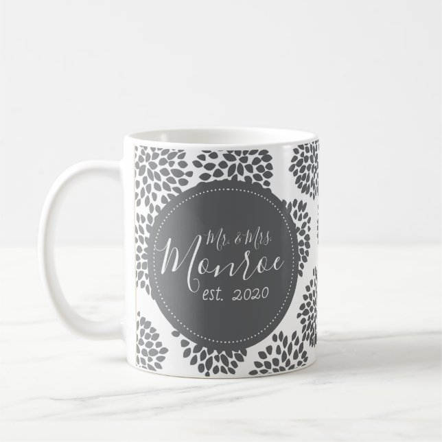 Taza De Café Nombre personalizado y foto de Dahlias (Izquierda)