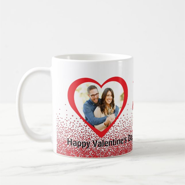 Taza De Café Nombre personalizado y foto de San Valentín (Izquierda)