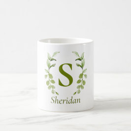 Taza De Café Nombre Personalizado Y Monograma Eucalypto Diseñad