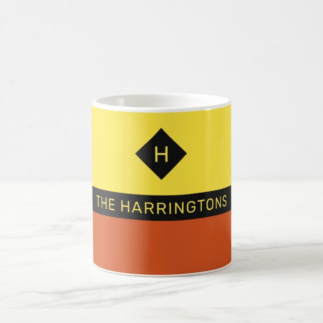 Taza De Café Nombre personalizado y muecas de monograma (Centro)