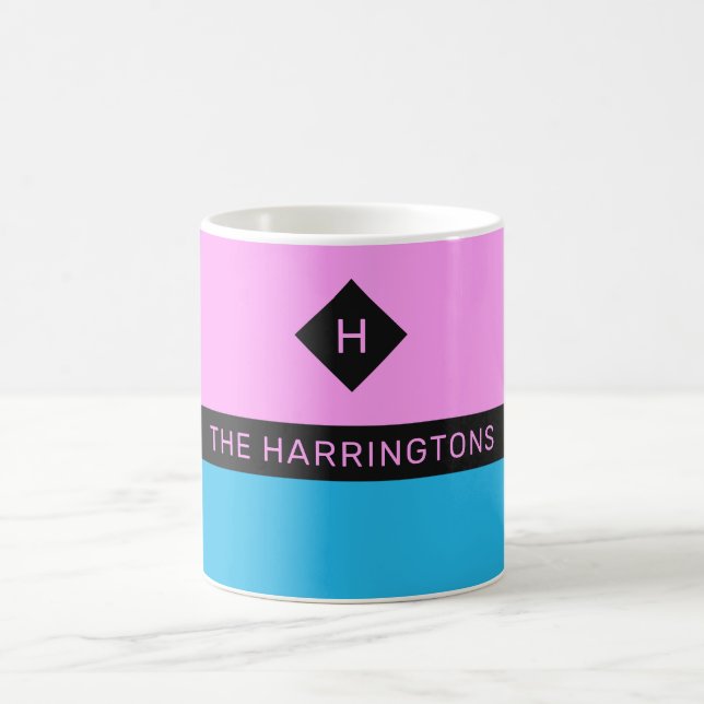 Taza De Café Nombre personalizado y muecas de monograma (Centro)