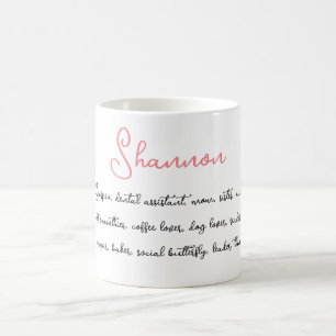 Taza De Café Nombre personalizado y rasgos especiales Keepsake 