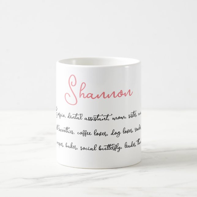 Taza De Café Nombre personalizado y rasgos especiales Keepsake  (Centro)