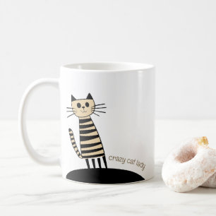 Taza De Café Nombre personalizado y texto Crazy Cat Lady
