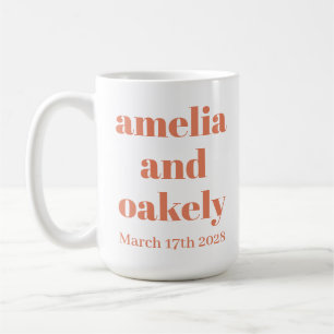 TAZA DE CAFÉ NOMBRE PERSONALIZADO Y TEXTO SENCILLO BODA ELEGANT