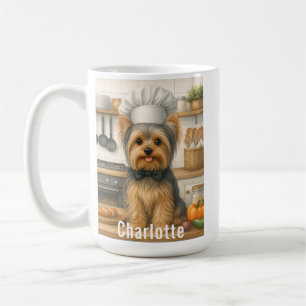 Taza De Café Nombre Personalizado Yorkshire Terrier Perro Chef