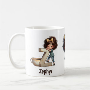 Taza De Café Nombre Personalizado & Z Dormilona Mañana Cuadrícu