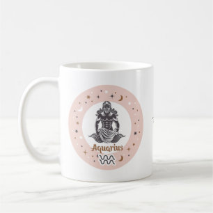 Taza De Café Nombre personalizado Zodiac Rótulo Aquarius