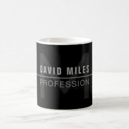 Taza De Café Nombre profesional gris oscuro moderno