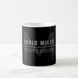 Taza De Café Nombre profesional moderno gris oscuro