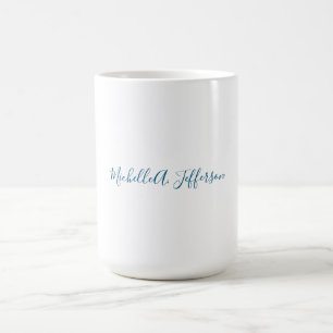 Taza De Café Nombre Propio Creativo Moderno Blanco Azul Océano
