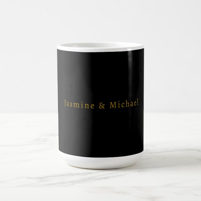 Taza De Café Nombre propio Minimalista negro y dorado (Centro)