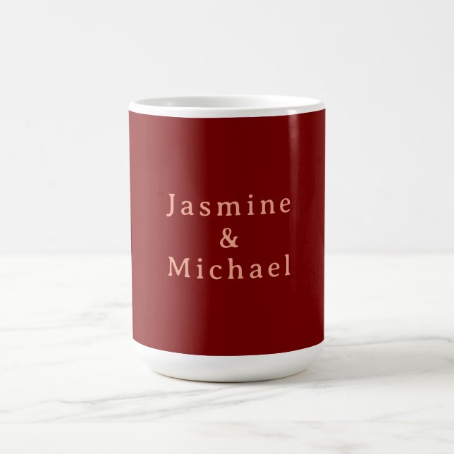 Taza De Café Nombre propio Minimalista profundo rojo y melocotó (Centro)