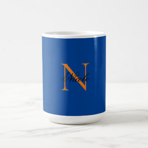 Taza De Café Nombre propio monogramado inicial azul profundo